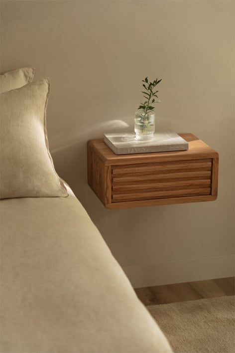 Pack of 2 rectangular floating bedside tables 45x30 cm in Deleyna wood