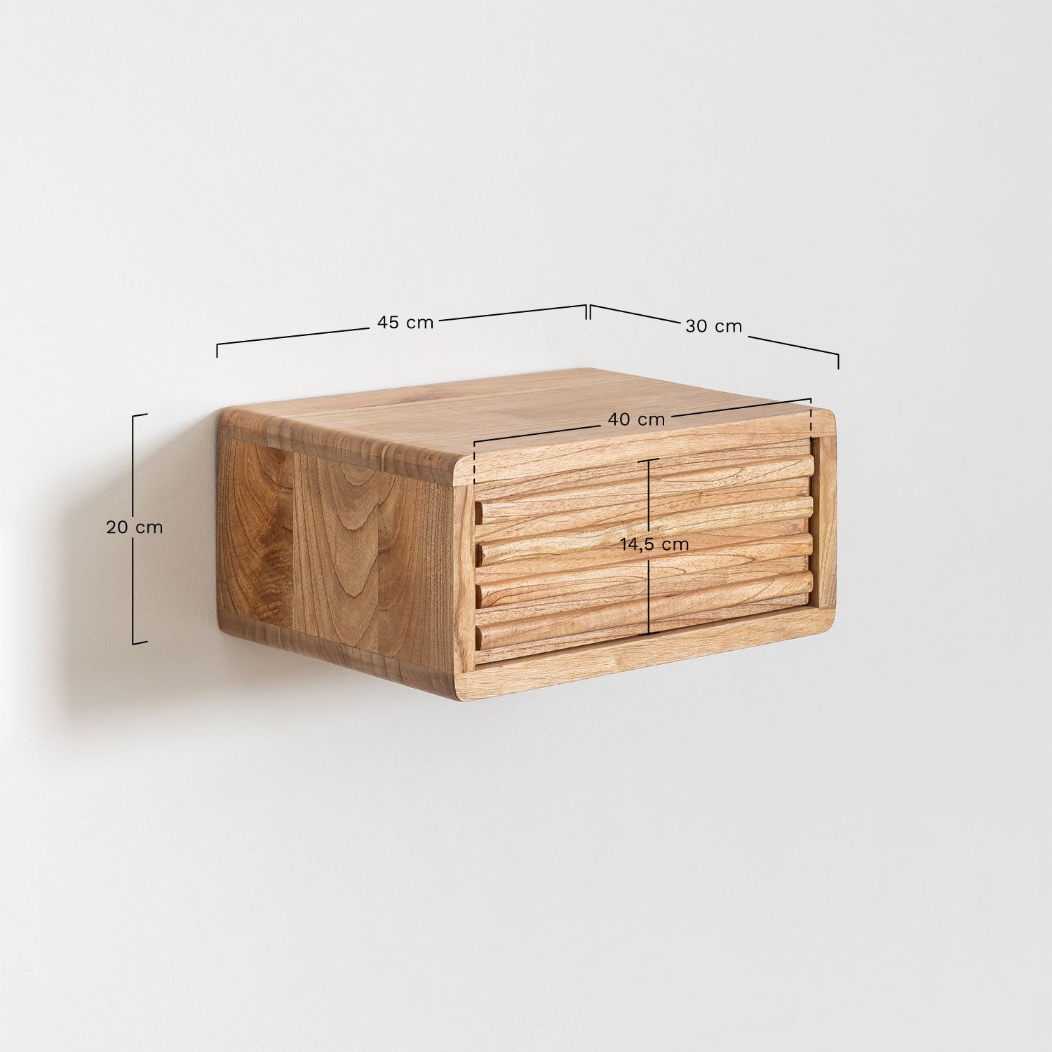 Pack of 2 Deleyna floating wooden nightstands, MEASURES