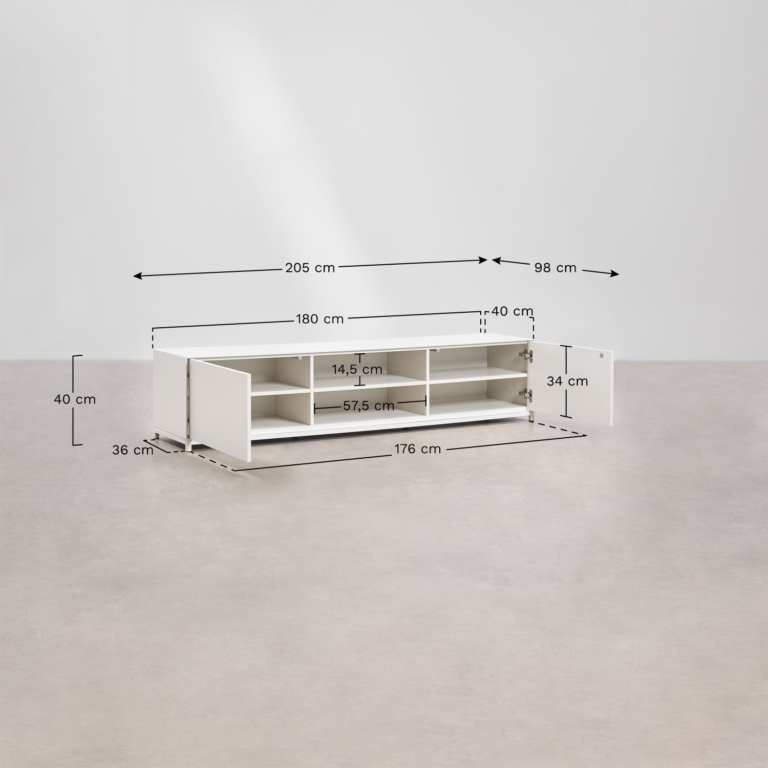 Kivora MDF TV cabinet, MEASURES