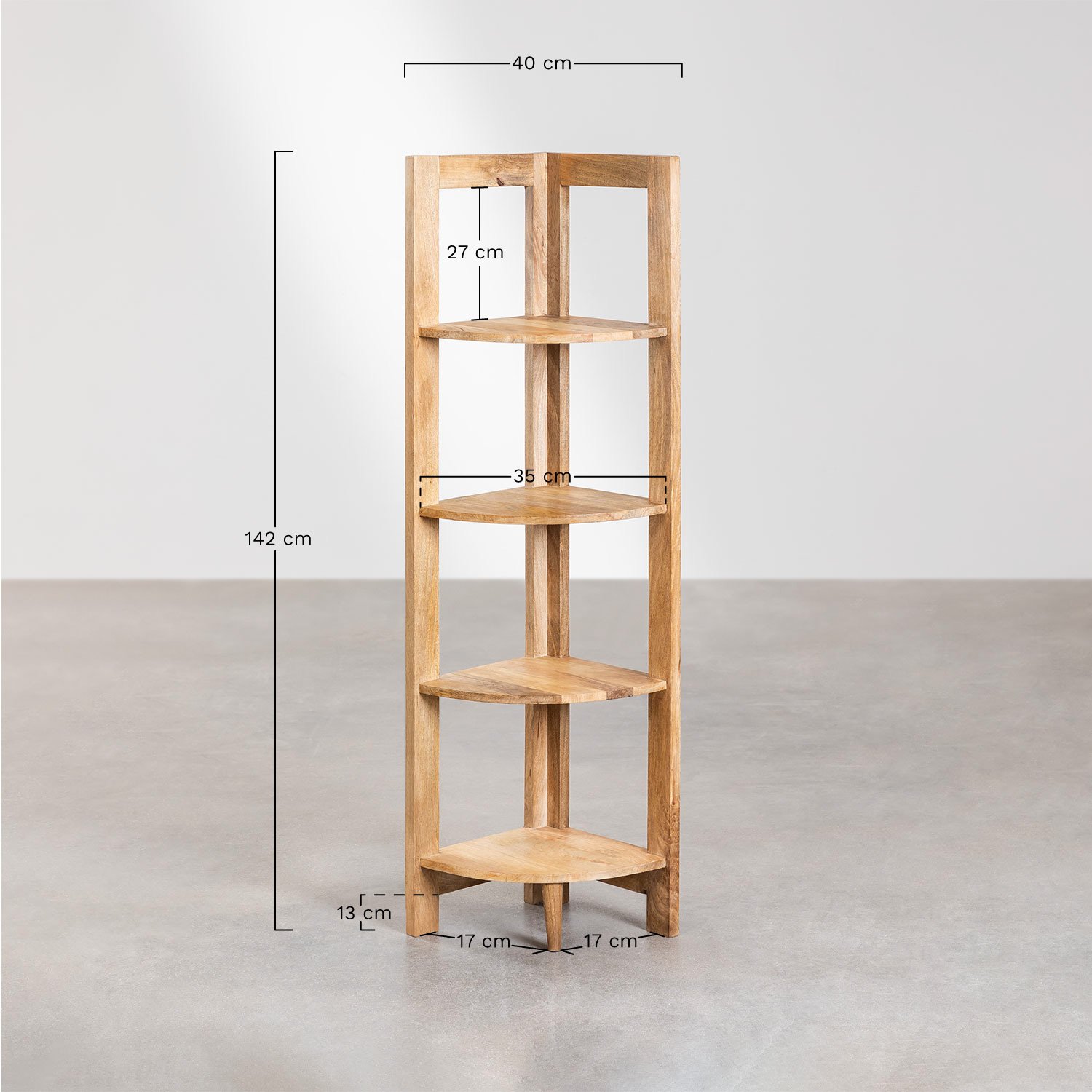 Pattell mango wood corner shelf, MEASURES