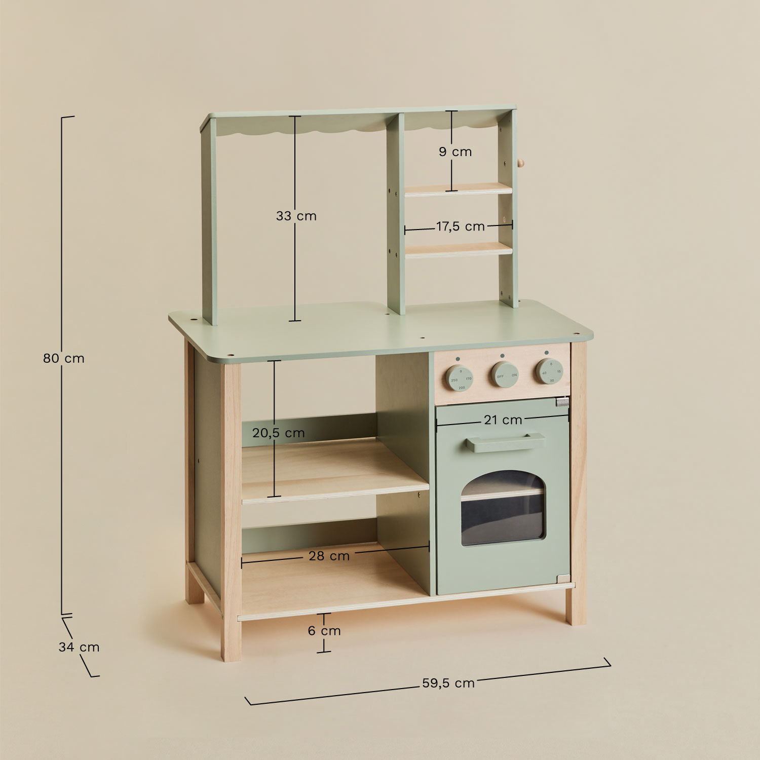 Leda Kids Wooden Bakery, MEASURES