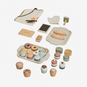 Leda Kids Wooden Bakery Accessory Set Brown Natural Wood - Sklum