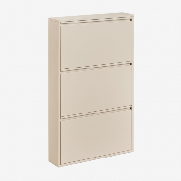 Logan Steel Shoe Rack Tapioca Beige & 3 Doors - Sklum