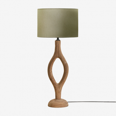 Mango Wood Table Lamp Gracia Mango Wood & Sage Green Ø30 Cm - ↑25 Cm Arlina - Sklum