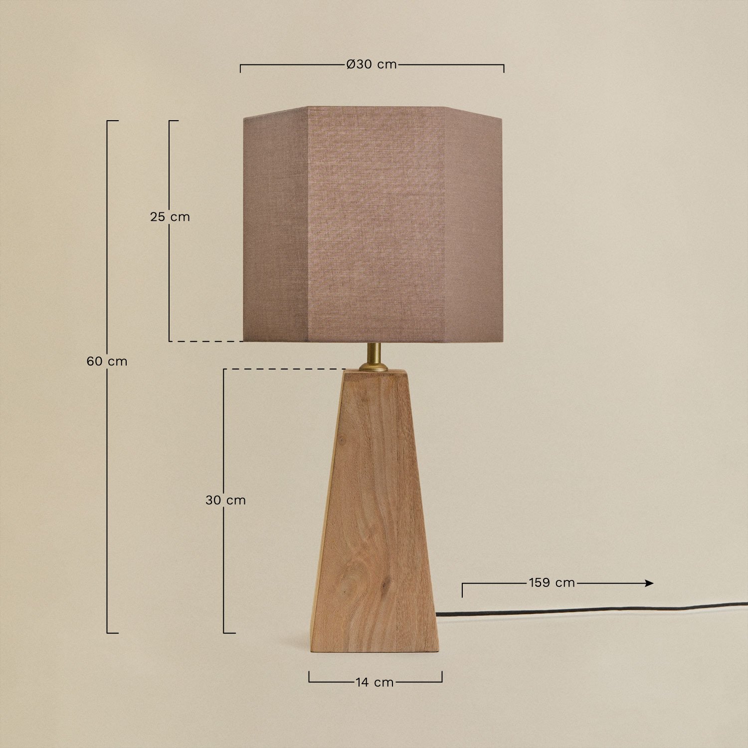 Table lamp in Taraua mango wood, MEASURES