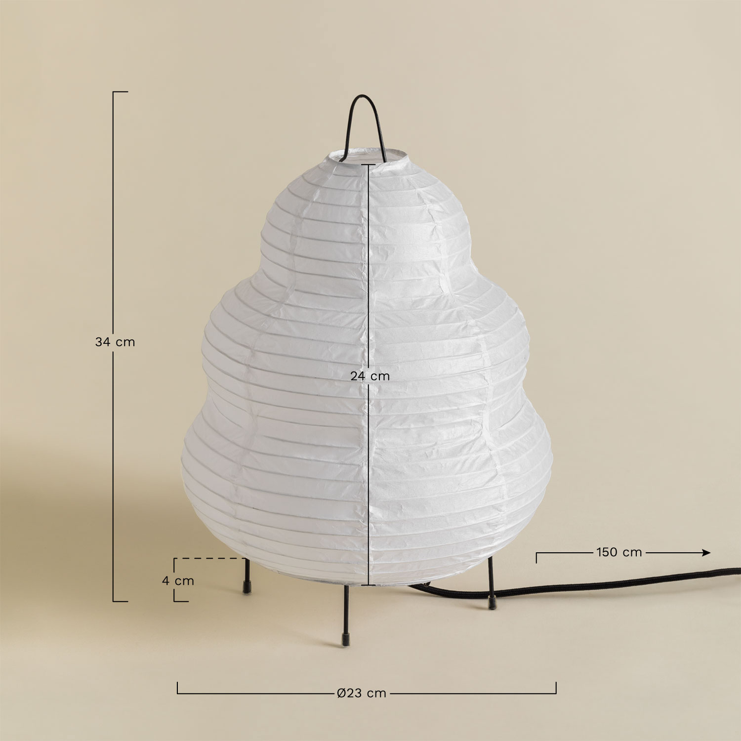 Gogian rice paper table lamp ↑34 cm, MEASURES