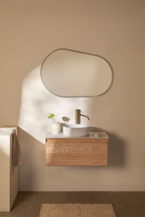 Tedrik suspended bathroom furniture set in ash wood - Brown Ash