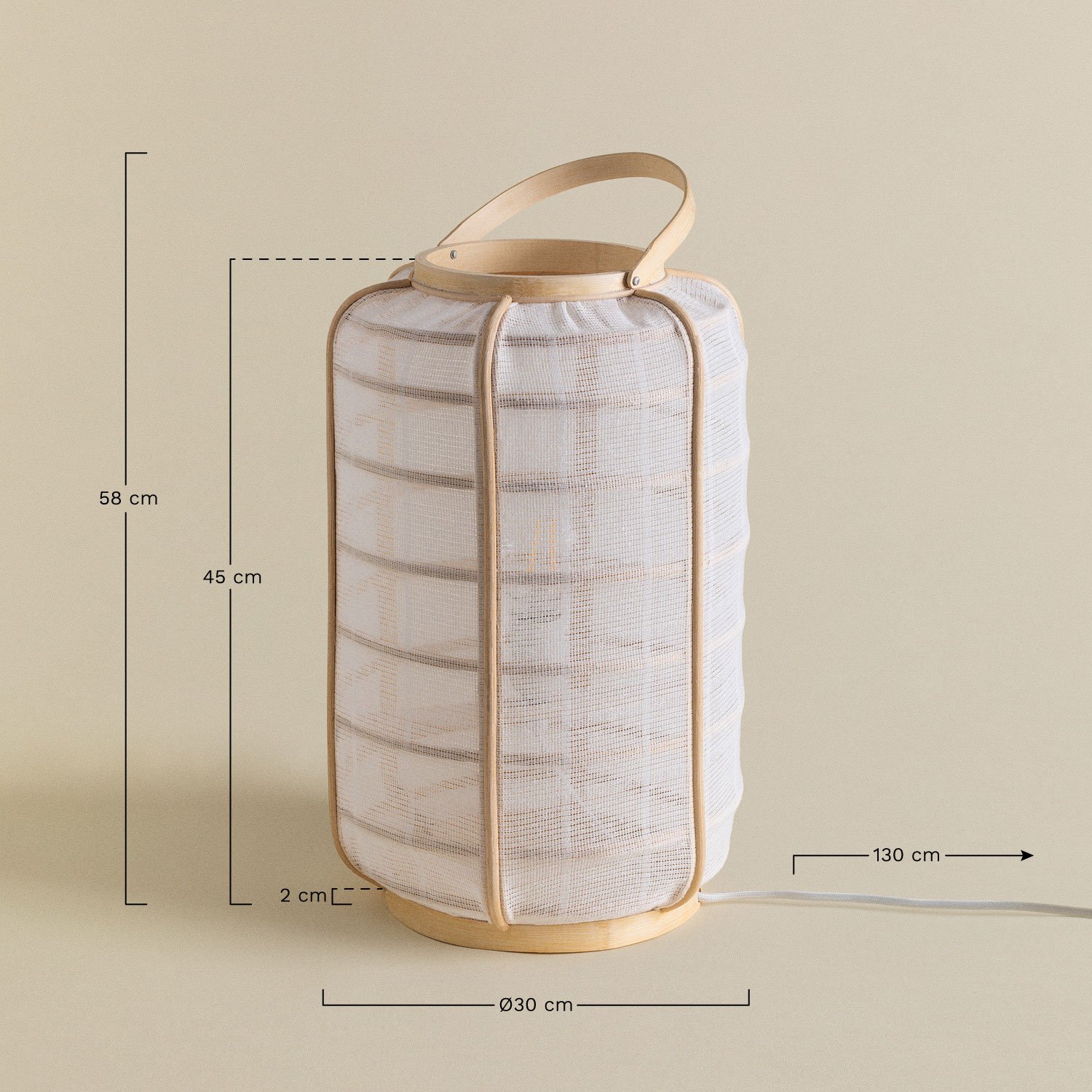 Mikayla Bamboo and Cotton Table Lamp , MEASURES