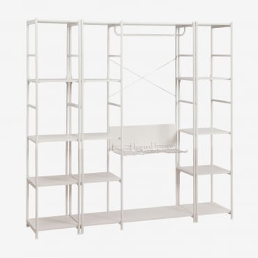Elviah 3-piece Open Modular Wardrobe With 2 Iron Shelves Gardenia White - Sklum