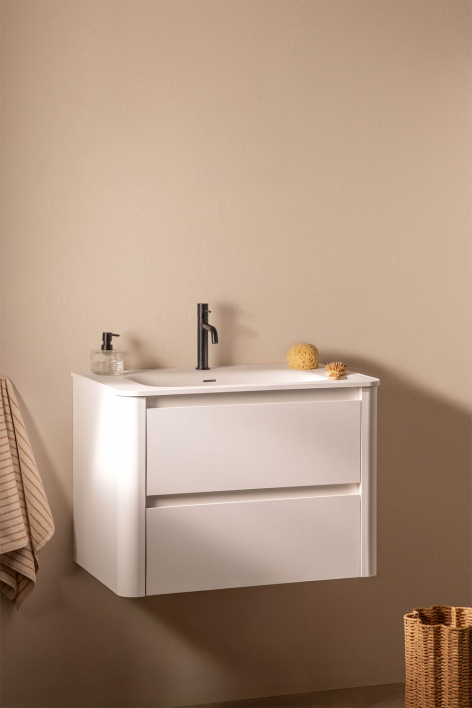 Egerton suspended wooden bathroom furniture set with integrated sink - White