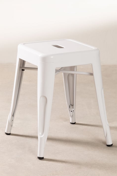 2-Pack low stools 45 cm in white steel Lix - White