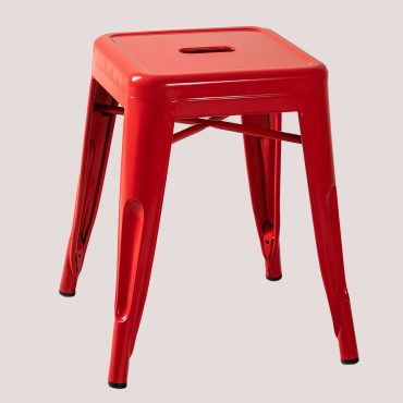 Pack Of 2 Stackable Low Stools 45 Cm In Lix Steel Red - Sklum