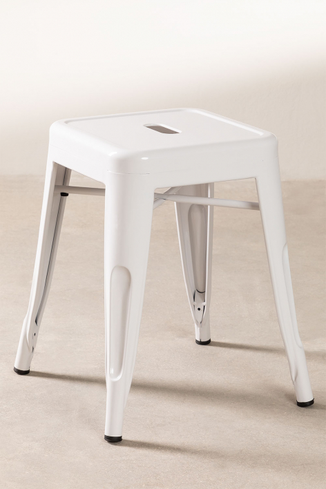 4-Pack low stools 45 cm in white steel Lix - White