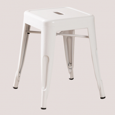 Pack Of 4 Stackable Low Stools 45 Cm In Lix Steel White - Sklum