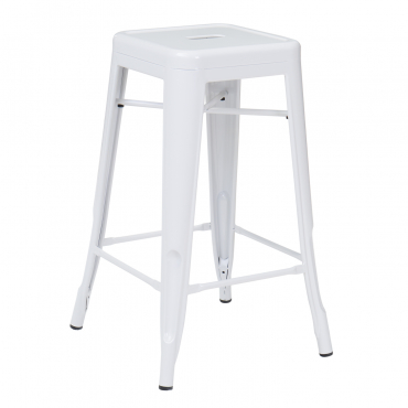 Pack Of 2 Stackable High Stools In Lix Steel White & ↑65 Cm - Sklum