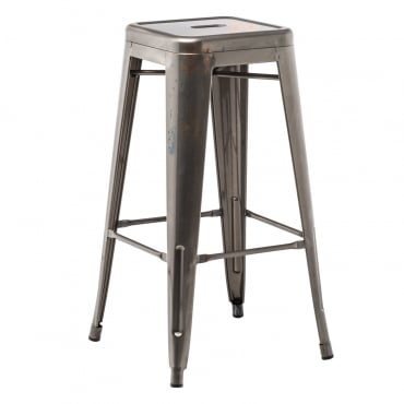 Pack Of 4 Stackable High Stools In Lix Steel Brushed Grey & ↑75 Cm - Sklum
