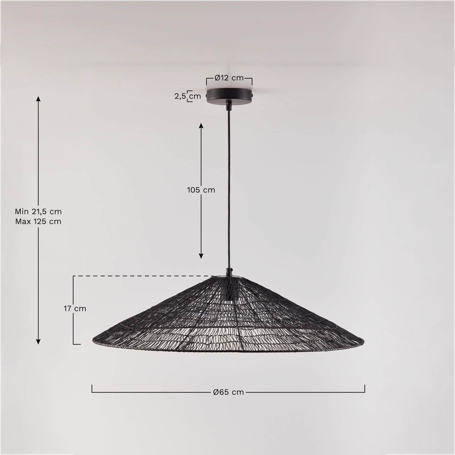 Benilde iron ceiling lamp Ø65 cm, MEASURES