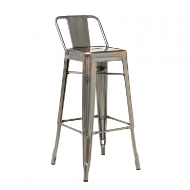 Pack Of 2 High Stools ↑75 Cm With Lix Steel Backrest Brushed Grey - Sklum