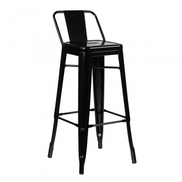 Pack Of 4 High Stools ↑75 Cm With Lix Steel Backrest Black - Sklum