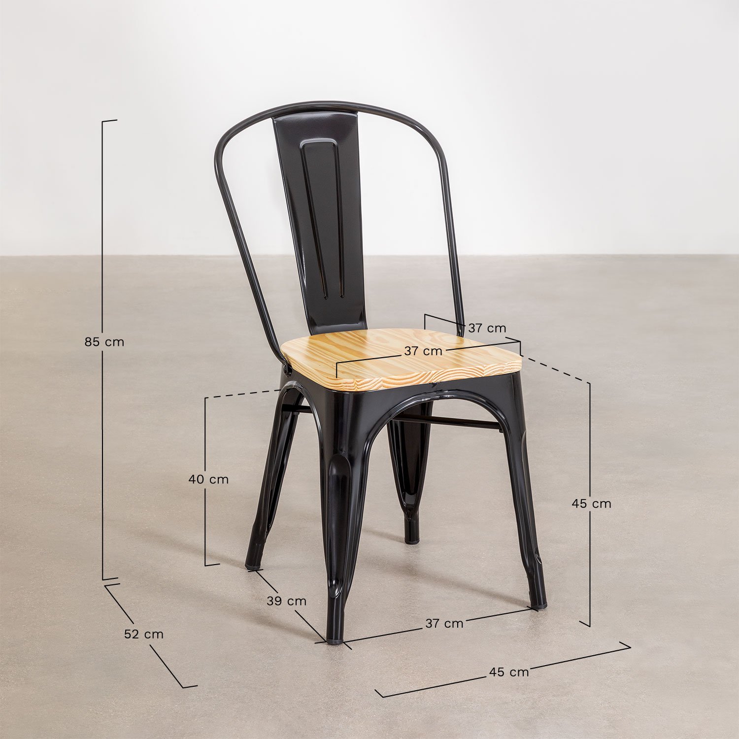 Lix stackable dining chair, MEASURES