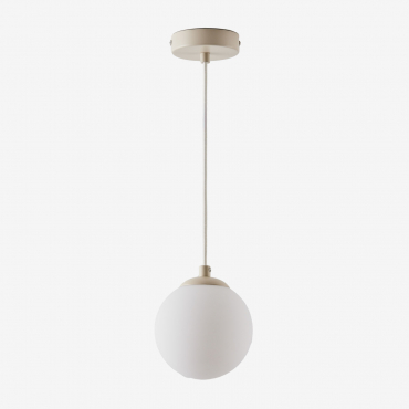 Pendant Ceiling Lamp Ø12 Cm In Iron With Uvol Glass Ball Tapioca Beige - Sklum