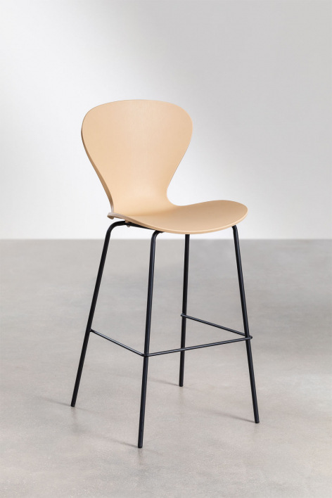 High stool 75 cm wheat brown and black iron legs Uit - Polypropylene Wheat Brown