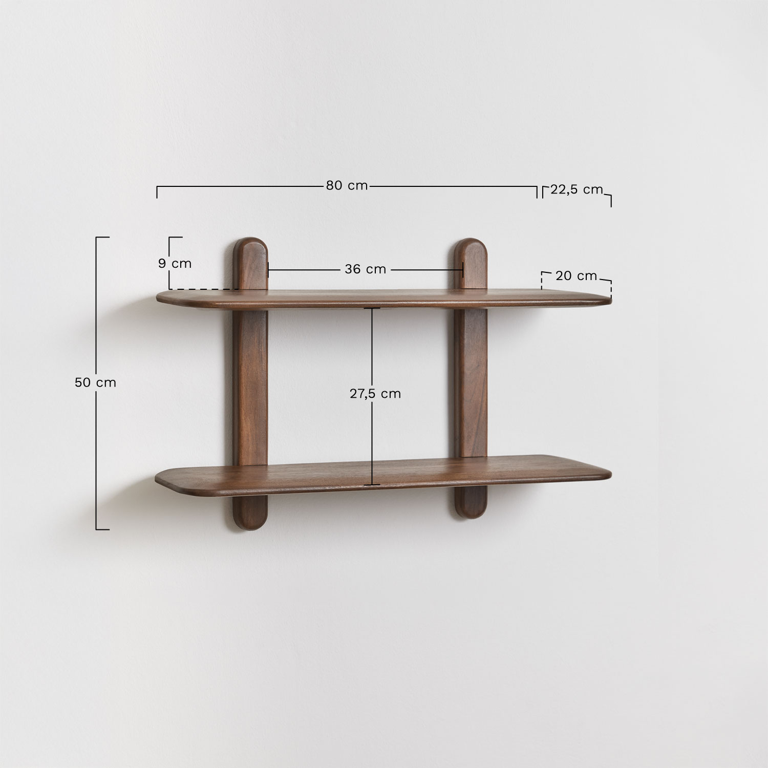Veleta wooden wall shelf, MEASURES