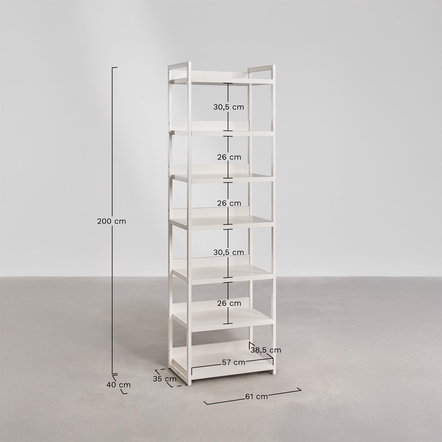 Velunis iron shelving, MEASURES