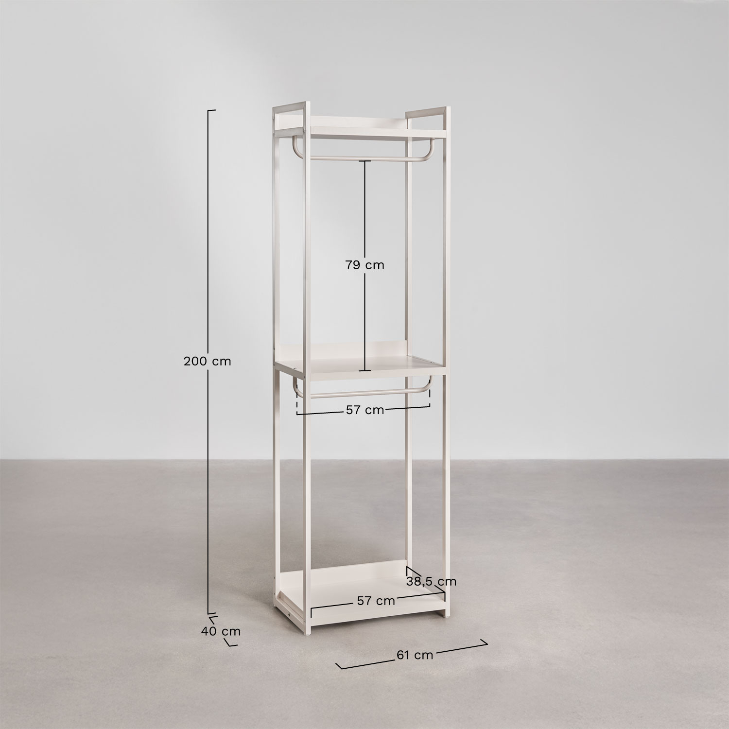 Velunis open iron wardrobe, MEASURES