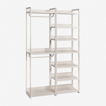 Velunis 2-piece Open Modular Wardrobe And Iron Shelving Gardenia White - Sklum