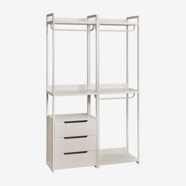 Velunis 2-piece Open Modular Wardrobe With Iron Drawers Gardenia White - Sklum