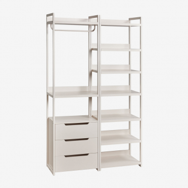 Velunis 2-piece Open Modular Wardrobe With Drawers And Iron Shelf Gardenia White - Sklum