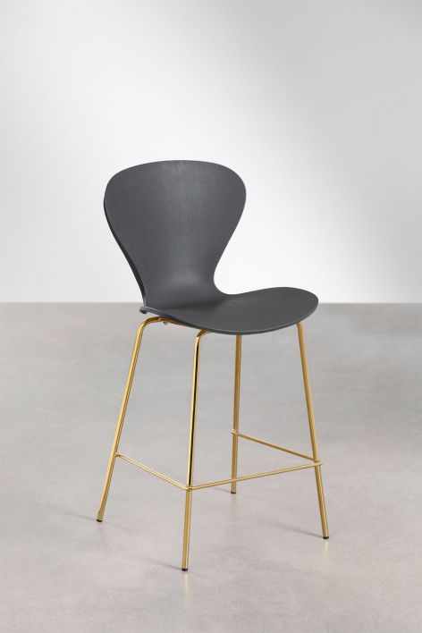 4-Pack high stools 65 cm dark grey and gold iron legs Uit - Dark Grey Polypropylene