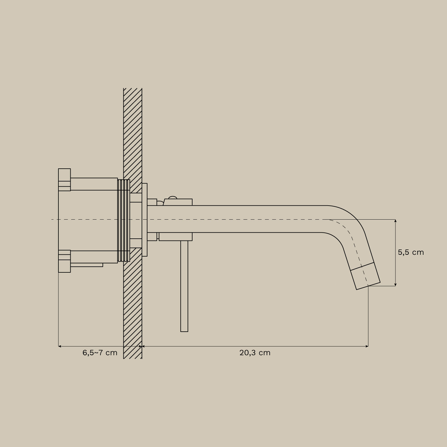 Georgy teak wall-hung bathroom furniture set, MEASURES