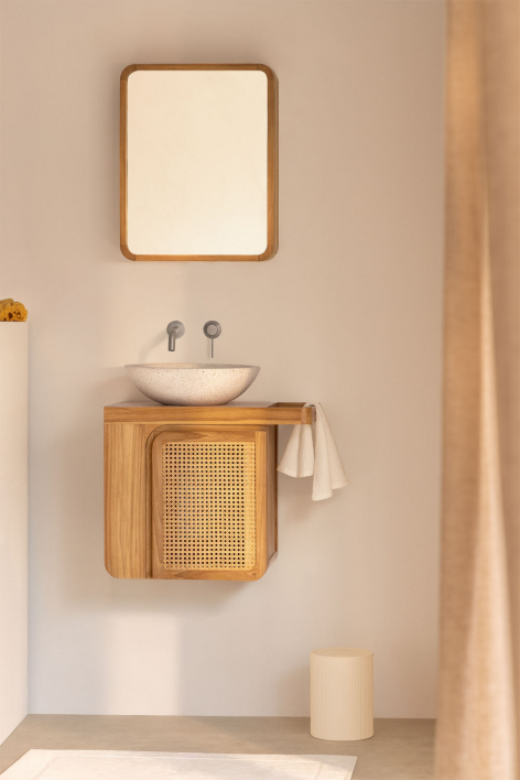 Suspended bathroom furniture set 60x40 cm in teak wood Georgy - teak wood