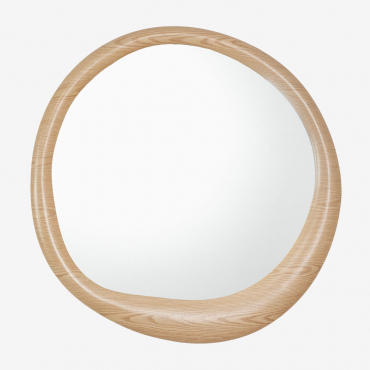 Round Wall Mirror Ø100 Cm In Zunire Mdf Natural Wood - Sklum