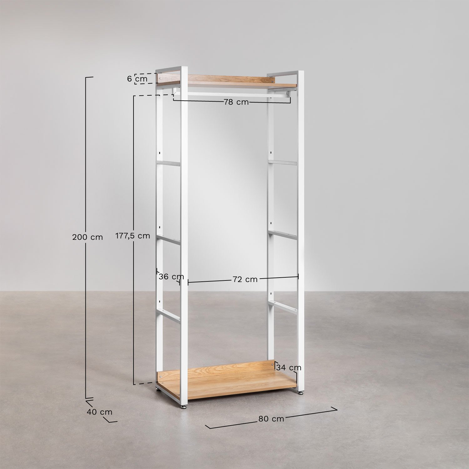 Ariaster steel and MDF coat rack, MEASURES