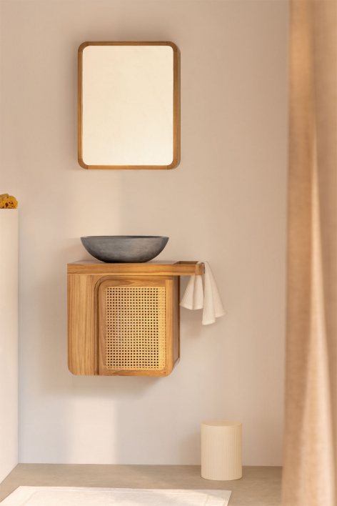 Suspended bathroom furniture set 60x40 cm in teak wood Georgy - teak wood