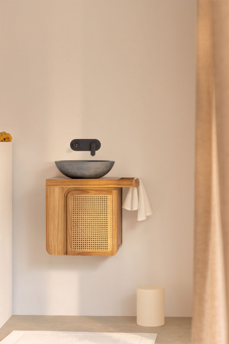 Suspended bathroom furniture set 60x40 cm in teak wood Georgy - teak wood