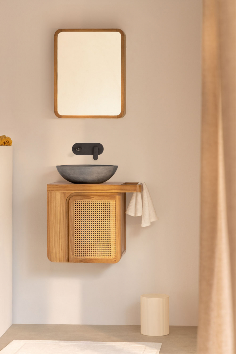 Suspended bathroom furniture set 60x40 cm in teak wood Georgy - teak wood