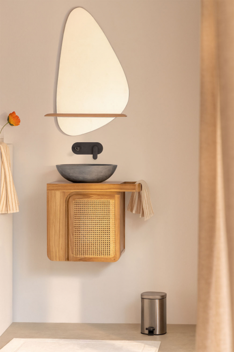 Suspended bathroom furniture set 60x40 cm in teak wood Georgy - teak wood