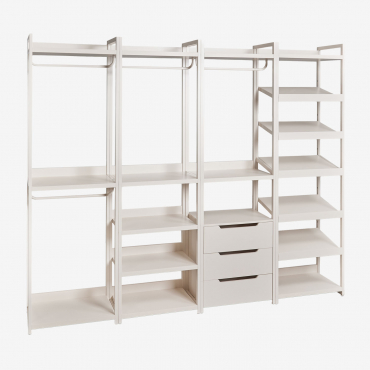 Velunis 4-piece Open Modular Wardrobe With Iron Shoe Rack Gardenia White - Sklum