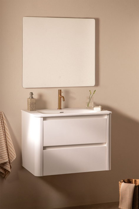 Egerton suspended wooden bathroom furniture set with integrated sink - White