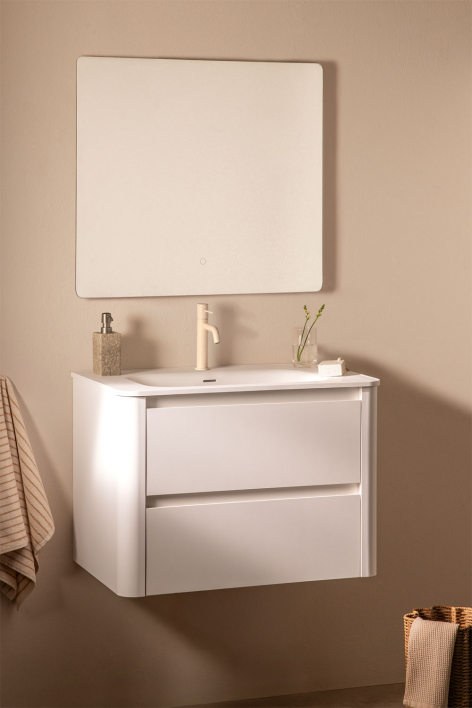 Egerton suspended wooden bathroom furniture set with integrated sink - White