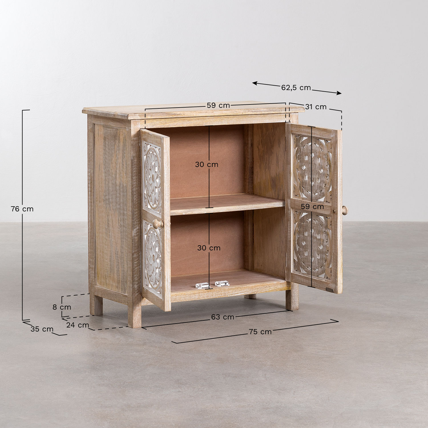 Ardel mango wood sideboard, MEASURES