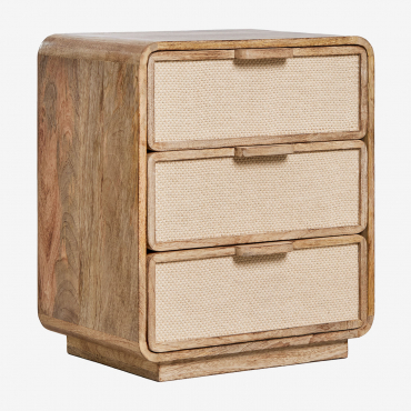 Pack Of 2 Rectangular Bedside Tables 50x35 Cm In Mango Wood, Mdf, And Jute Abrams Mango Wood - Sklum