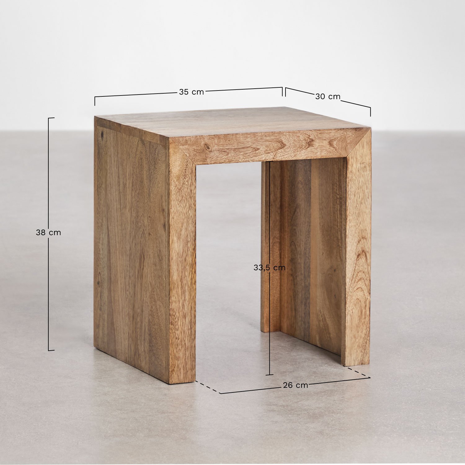 Rectangular nesting side tables in Woodsen mango wood, MEASURES