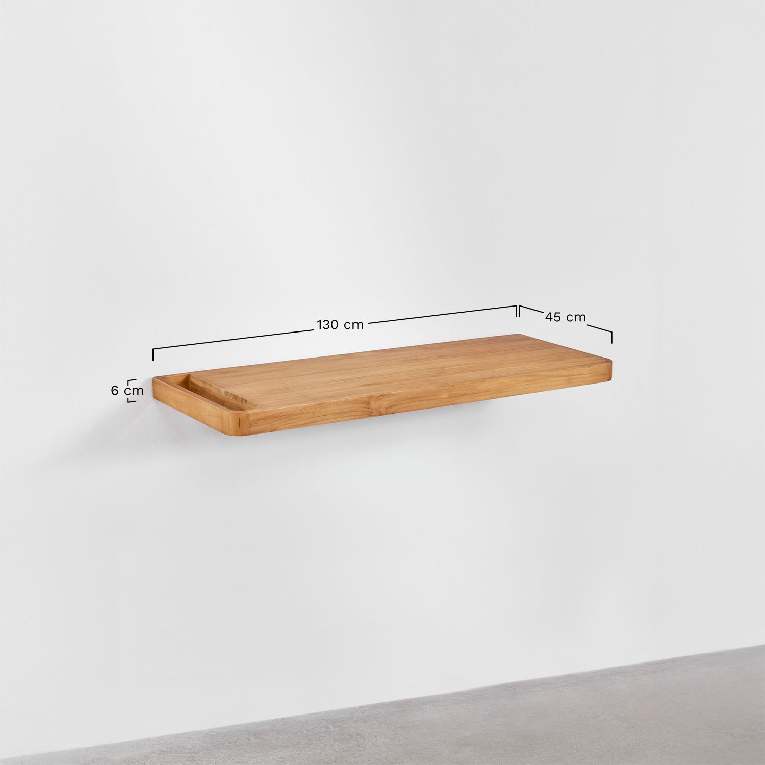 Neill suspended teak wood bathroom furniture set, MEASURES