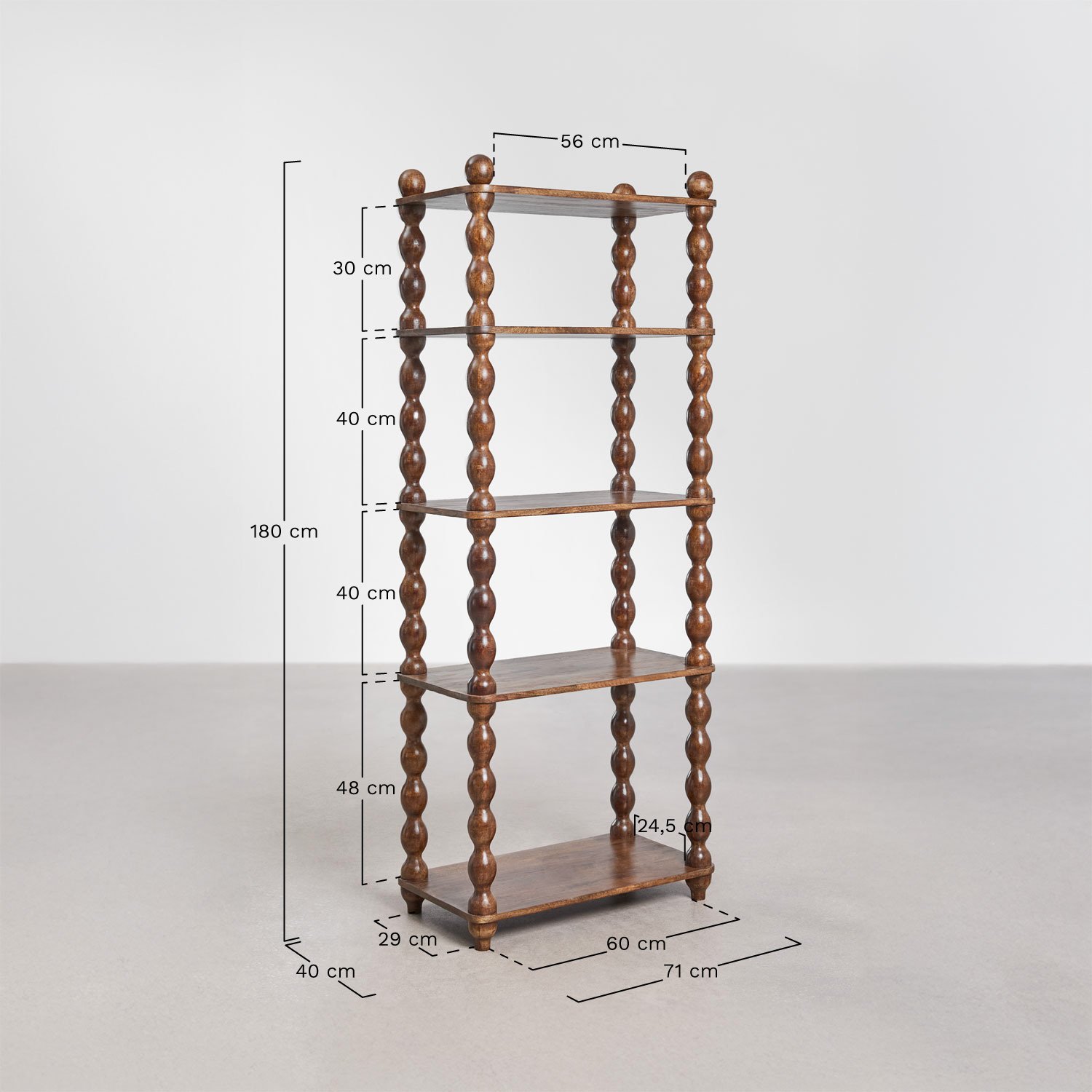 Shelf ↑180 cm in Tessaia mango wood, MEASURES