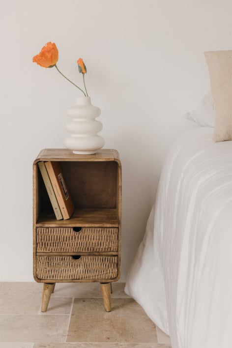 Rectangular bedside table 30x25 cm in Yulara mango wood - NATURAL